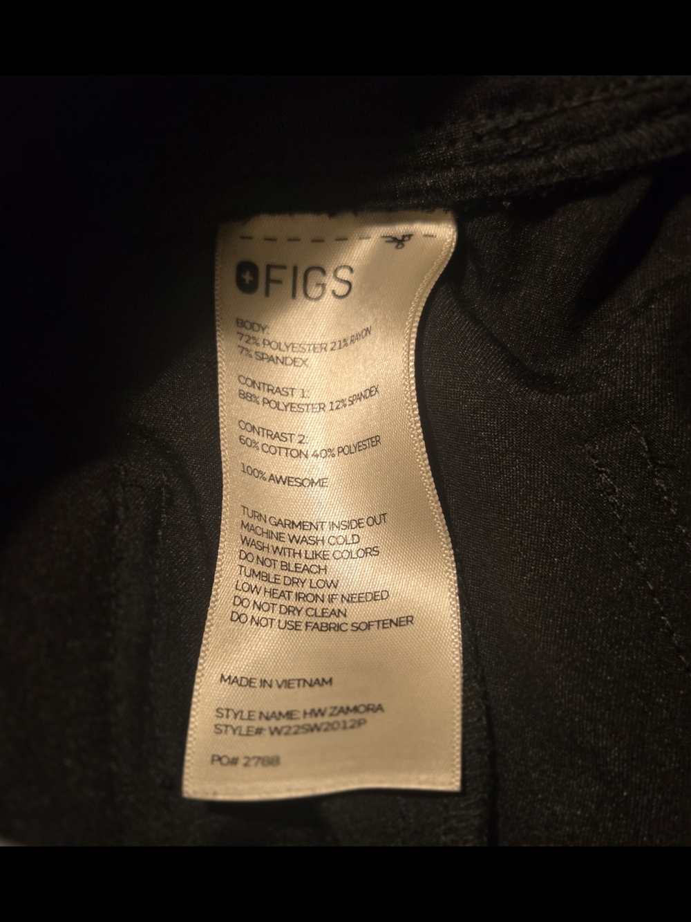 FIGS Zamora High WaistedJogger Scrub Pants Black XXS Petite Technical Collection - Picture 8 of 8